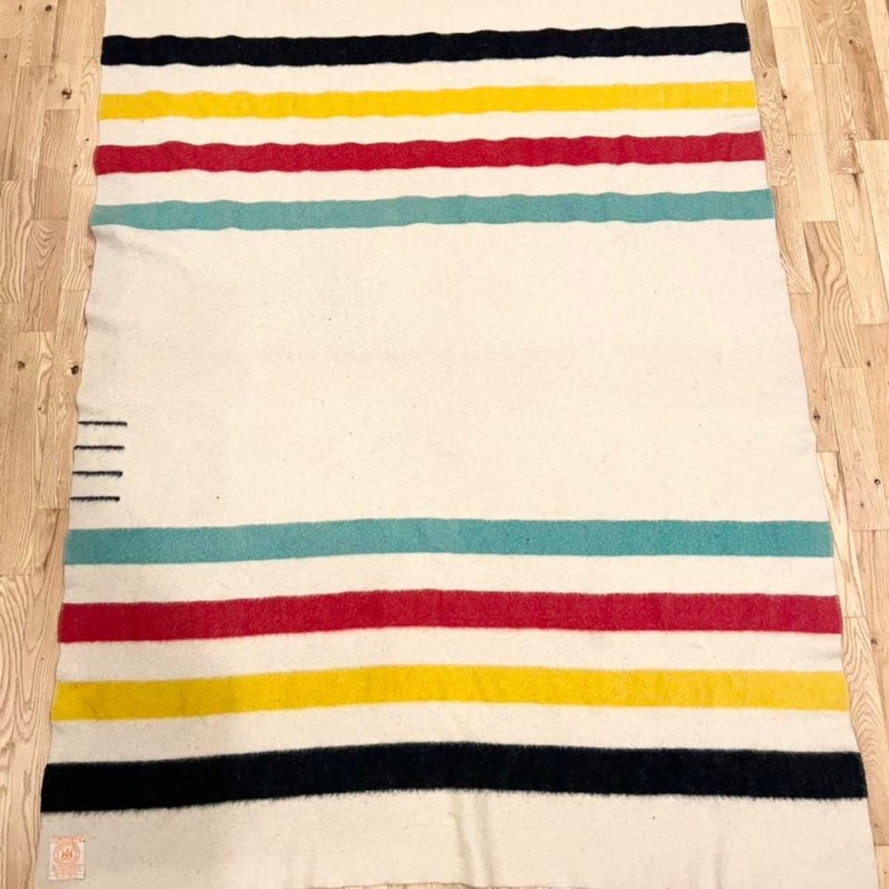 Vintage 1950’s Hudson Bay 4 Point Wool Blanket.